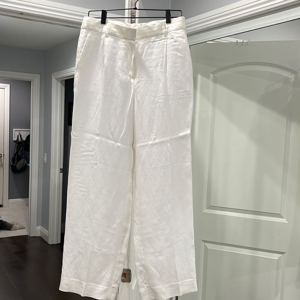 J Crew white linen trousers